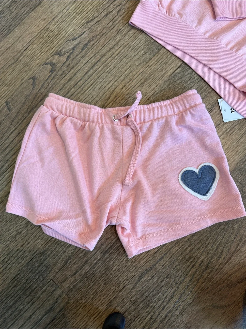Kids' Pink LOVE Two-Piece Pajama Set - Cozy Matching Shorts & Sweatshirt